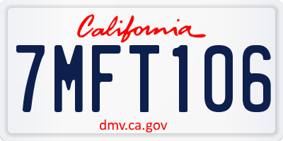 CA license plate 7MFT106