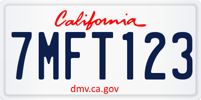 CA license plate 7MFT123