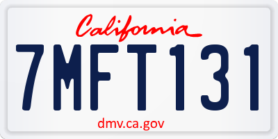 CA license plate 7MFT131