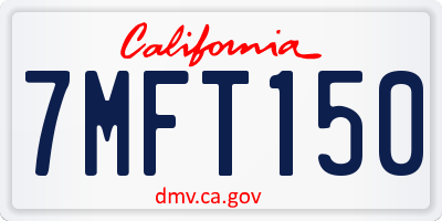 CA license plate 7MFT150