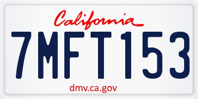 CA license plate 7MFT153
