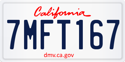 CA license plate 7MFT167