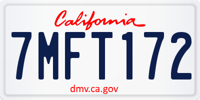 CA license plate 7MFT172