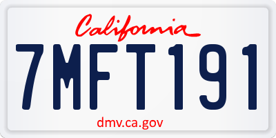 CA license plate 7MFT191