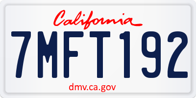 CA license plate 7MFT192