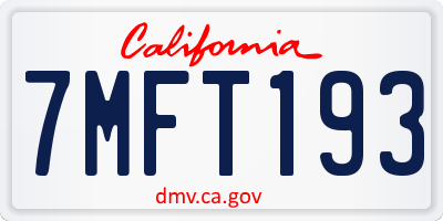 CA license plate 7MFT193