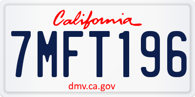 CA license plate 7MFT196