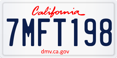 CA license plate 7MFT198