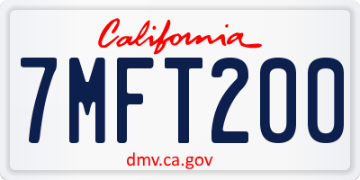 CA license plate 7MFT200