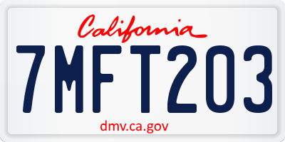 CA license plate 7MFT203