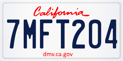 CA license plate 7MFT204