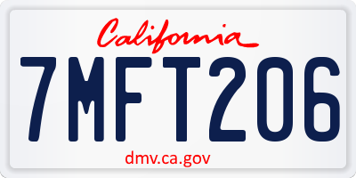 CA license plate 7MFT206
