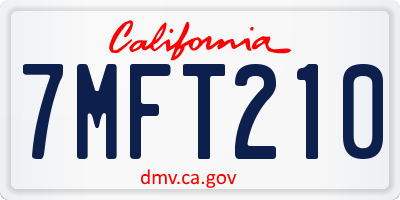 CA license plate 7MFT210
