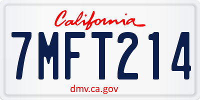 CA license plate 7MFT214