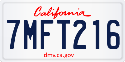 CA license plate 7MFT216