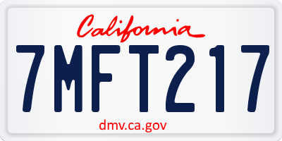 CA license plate 7MFT217