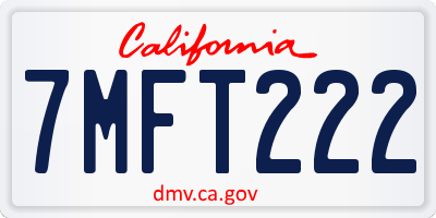 CA license plate 7MFT222