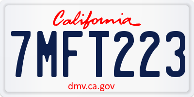 CA license plate 7MFT223