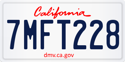 CA license plate 7MFT228