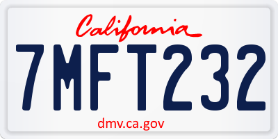 CA license plate 7MFT232