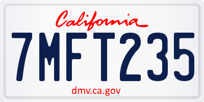 CA license plate 7MFT235