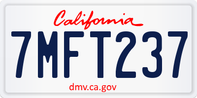 CA license plate 7MFT237