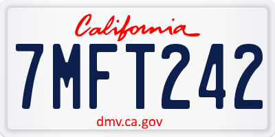 CA license plate 7MFT242
