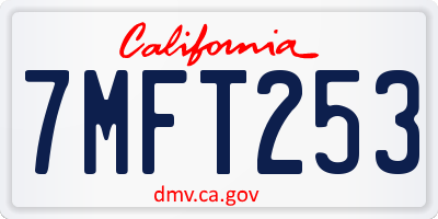 CA license plate 7MFT253