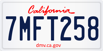 CA license plate 7MFT258