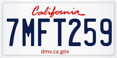 CA license plate 7MFT259