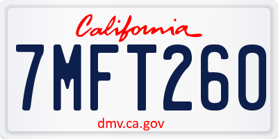 CA license plate 7MFT260