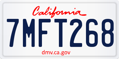 CA license plate 7MFT268