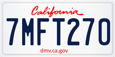 CA license plate 7MFT270