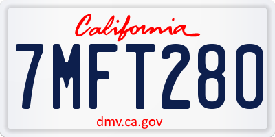 CA license plate 7MFT280