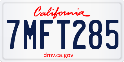 CA license plate 7MFT285