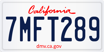 CA license plate 7MFT289