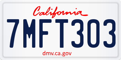 CA license plate 7MFT303