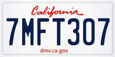 CA license plate 7MFT307