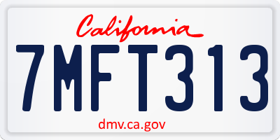 CA license plate 7MFT313