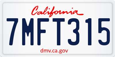CA license plate 7MFT315