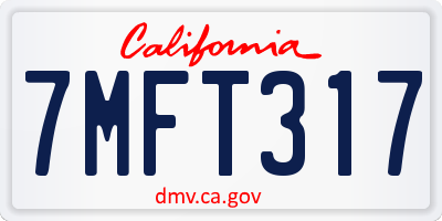 CA license plate 7MFT317