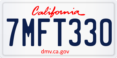 CA license plate 7MFT330