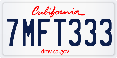 CA license plate 7MFT333