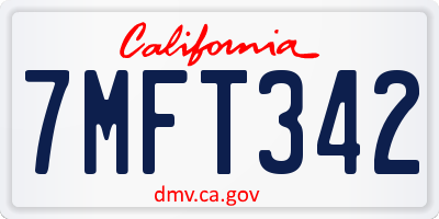 CA license plate 7MFT342