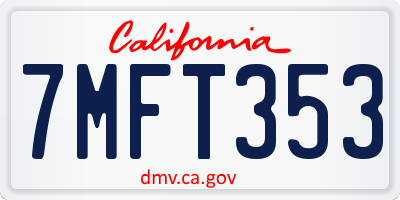 CA license plate 7MFT353