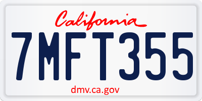 CA license plate 7MFT355