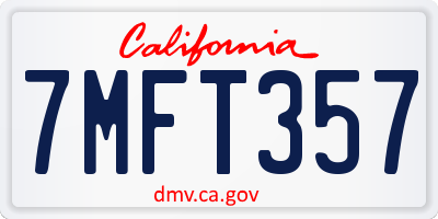 CA license plate 7MFT357