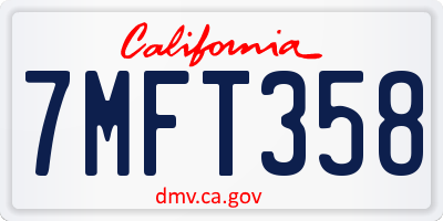 CA license plate 7MFT358