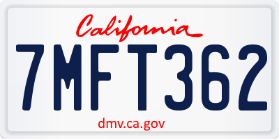 CA license plate 7MFT362