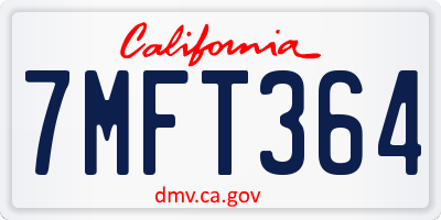 CA license plate 7MFT364